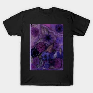 PURPLE HAZE FLOWERS RETRO 70S DESIGN T-Shirt